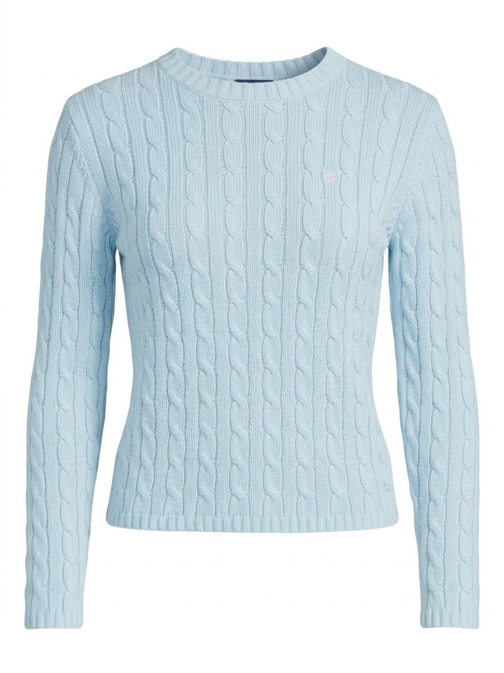 Vintage 90s Duck Head Jeans Co. Cable Knit Sweater - Ice Blue Women's Large